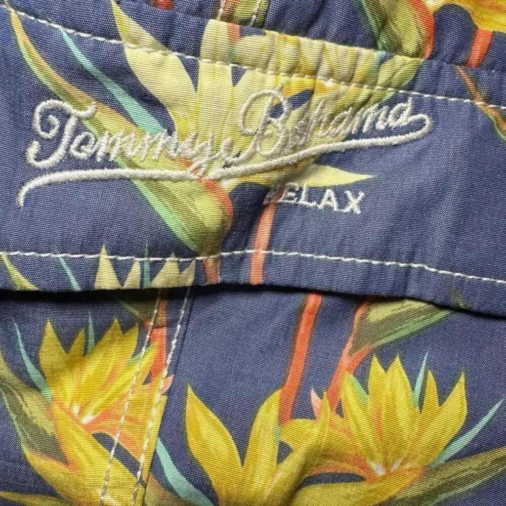 Tommy Bahama blue and yellow floral tropical swim trunks size XL